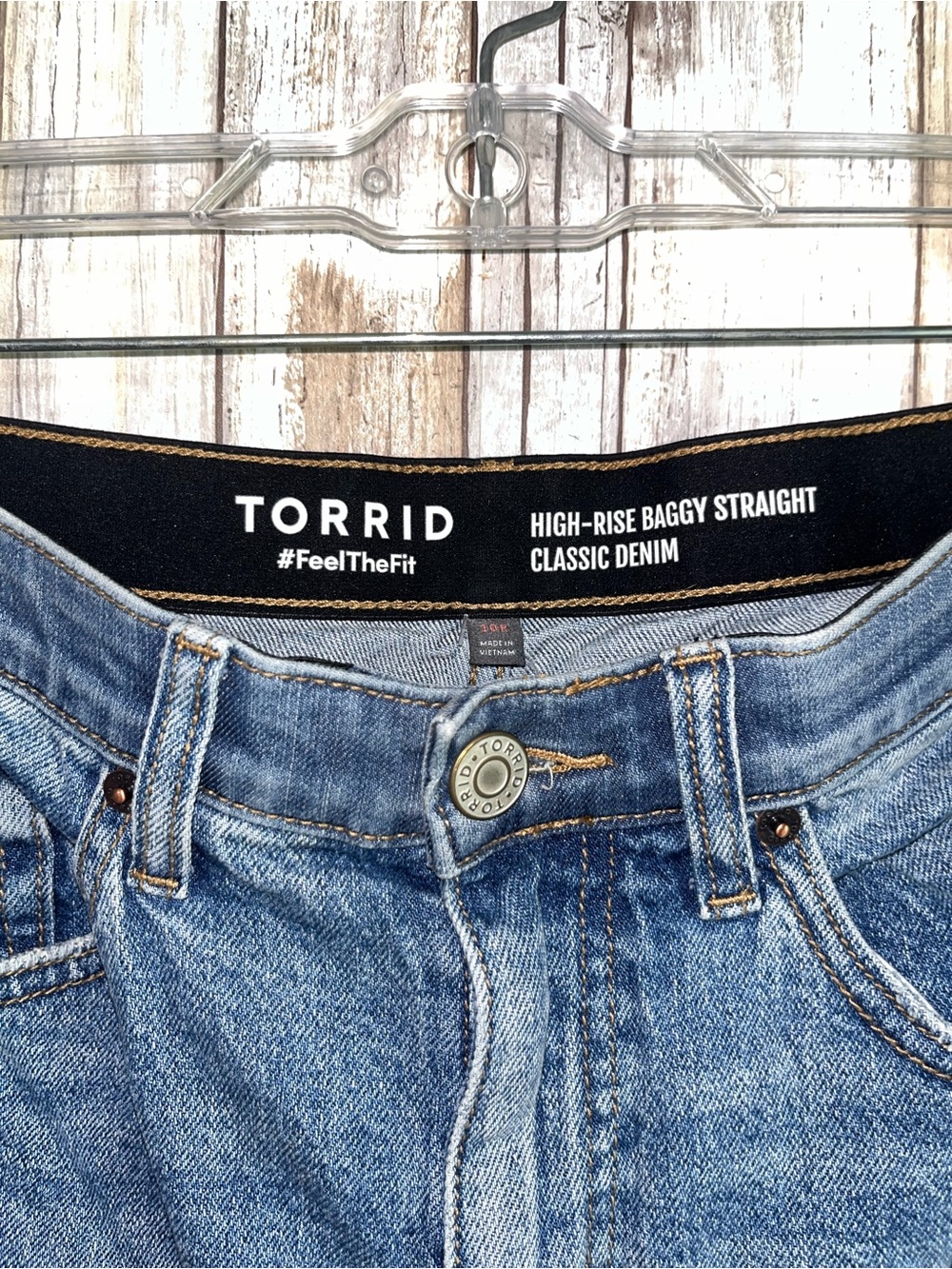 Torrid High Rise Baggy Straight Jeans Size 10 Distressed Ripped Denim - Picture 6 of 8